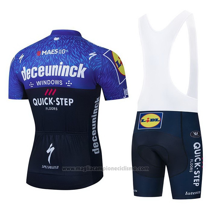 2021 Abbigliamento Ciclismo Deceuninck Quick Step Blu Viola Manica Corta e Salopette